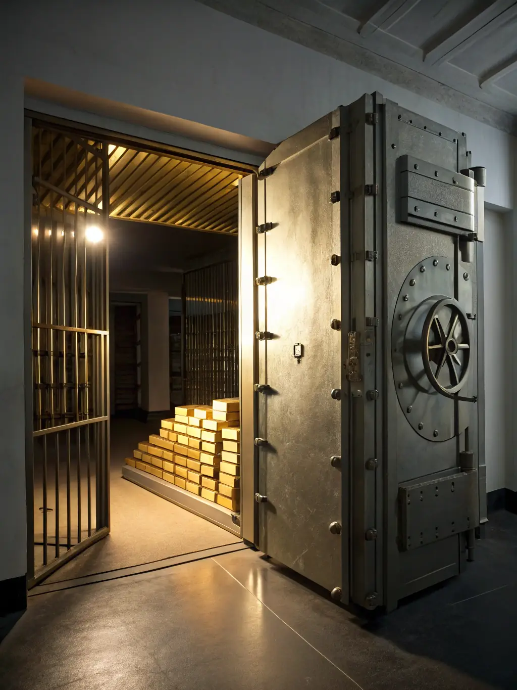 A secure vault filled with gold coins and valuable assets, symbolizing financial security and wealth management.